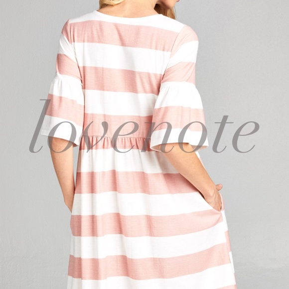 LAST! French Terry Casual Dress Ruffle Sleeve - Picture 4 of 5